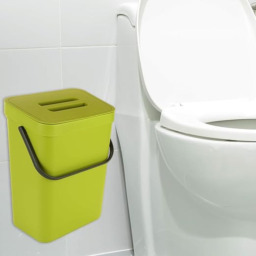 Kitchen Compost Bin, 3 Gallon Countertop Compost Bin with Lid, 12L Small Food Waste Bin for Kitchen, Wall Mount or Under Sink Compost Bucket, RV Trash Can - Green