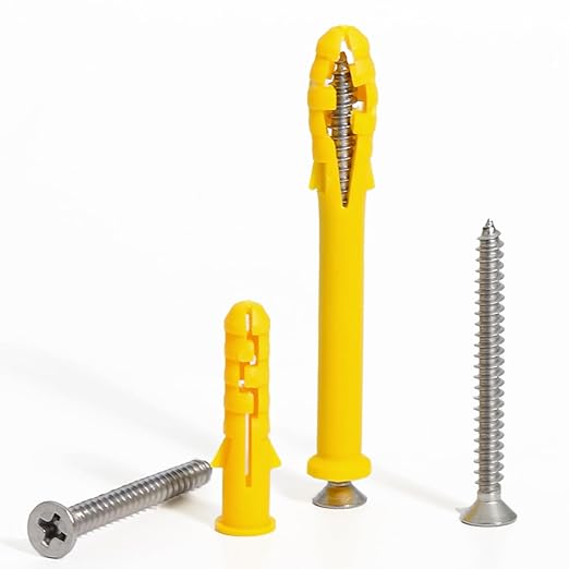 Drywall Anchors Kit 60 pcs 304 Stainless Steel Philips Flat Head Screws and 60 pcs Plastic Anchors for Concrete, Drywall, Brick, and Heavy Hanging Mounting, 3 Size M6 x 30mm/ 40mm/ 60mm