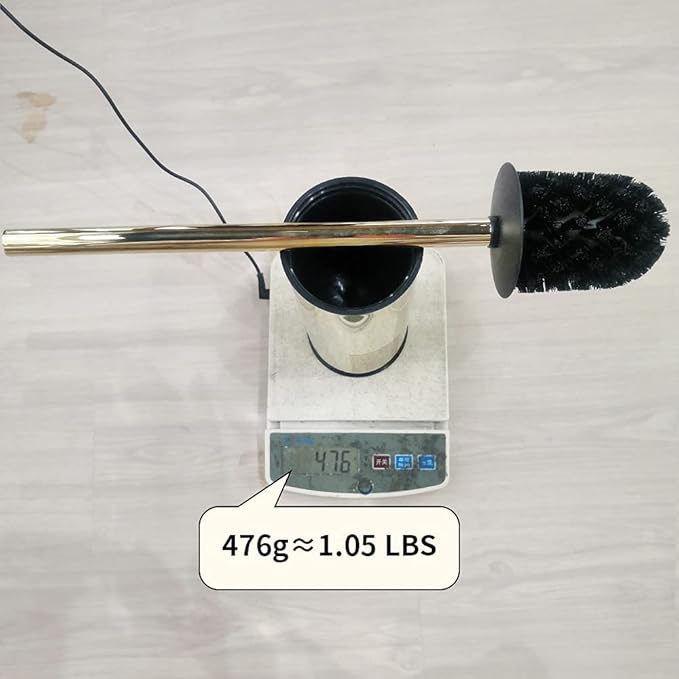 Freestanding Toilet Brush Holder for bathrooms 304 Stainless Steel Toilet Brush Stand Round Storage and Organization Rust Resistant 18-inch high Polished Gold Finished