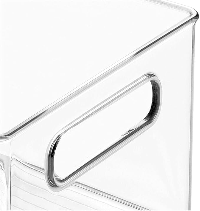 mDesign Deep Plastic Storage Organizer Container Bin, Bath and Shower Organization for Cabinet, Cupboard, Shelves, Counter, or Closet - Holds Shampoo, Vitamins, Ligne Collection, 2 Pack, Clear