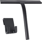 All -Purpose Silicone Shower Squeegee for Shower Glass Door with Hook, Bathroom Accessories for Window Mirror Tile Car Shower Walls,Household Shower Cleaner Tool (Black, 9 inch(1 Hook)