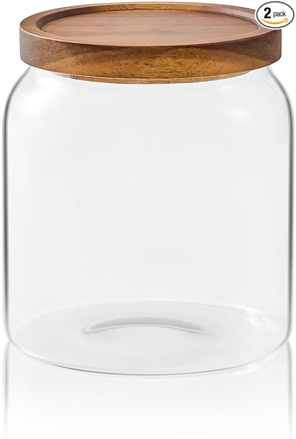 Sweejar Glass Jars for Laundry Room Organization, Half-Gallon Laundry Pods Container, Glass Food Storage Jars with Airtight Lid, 1 Pack, Press Lid