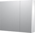 Sunrosa Medicine Cabinet with Mirror, 36" W x 31.5" H, 2 Asymmetrical Doors, Wall-Mounted & Recessed Bathroom Medicine Cabinet with Tempered Glass Mirror