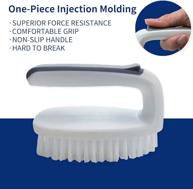 CELOX Carpet Cleaning Brush, Heavy Duty Scrub Brush with Handle, 2 Pack, White