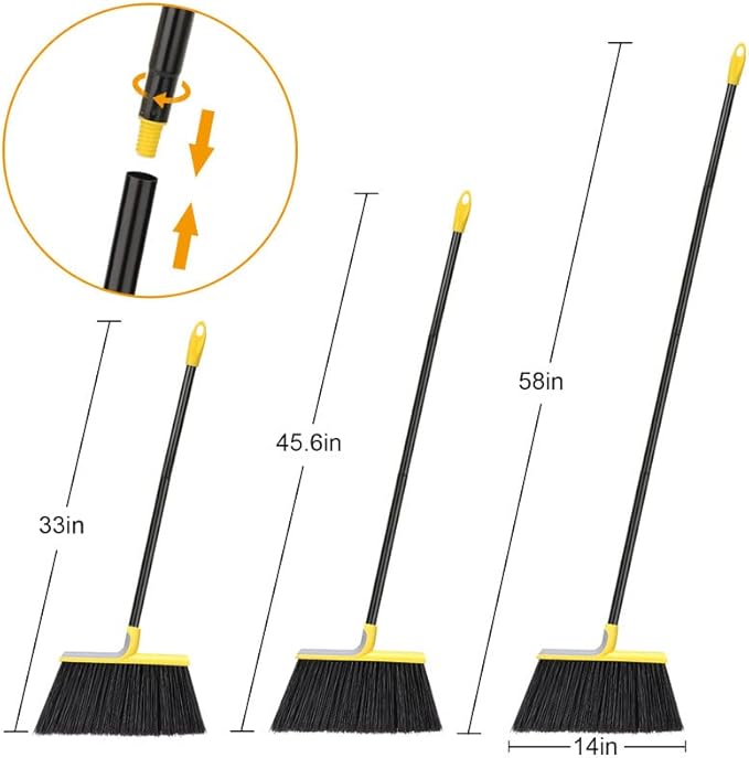 KeFanta Outdoor Broom for Floor Cleaning,58" Heavy-Duty Commercial Broom for Sweeping Concrete Courtyard Garage Patio Indoor Home Kitchen Office Lobby