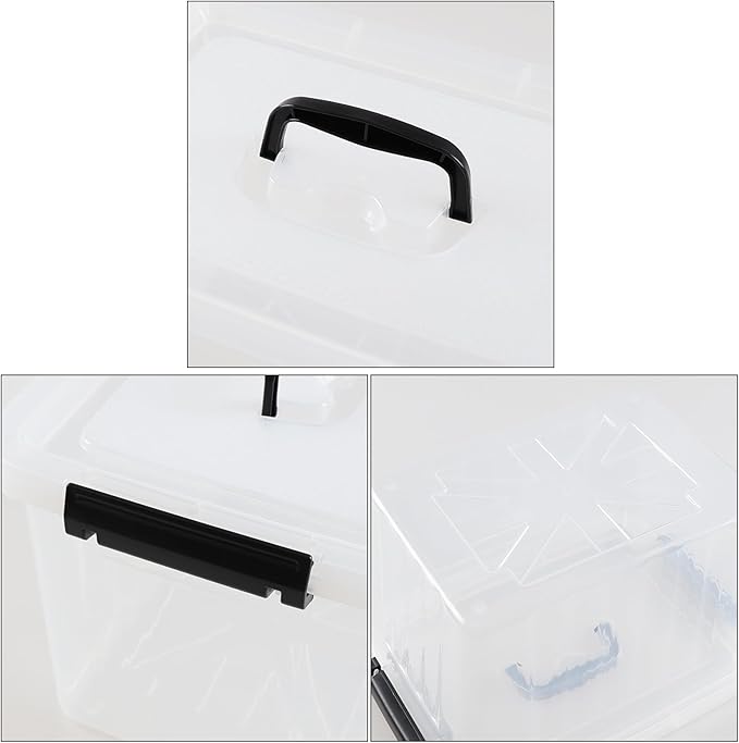 10 Quart Clear Plastic Storage Boxes with Handle, 4-Pack Clear Plastic Storage Bins with Lids