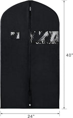 Syeeiex 40" Suit Bag, Set of 5 Garment Bags for Hanging Clothes, Suit Cover Bags for Men or Women, Garment Bags for Suits, Shirts, Sweaters, Jackets - Dustproof and Keep Closet Tidy(Black)