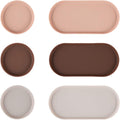 Blue Ginkgo Mini Silicone Trays – Set of 6 Easy-Clean Organizers for Bathroom, Kitchen, Desk, Vanity, and Cosmetics (Brown, Tan, Ivory)