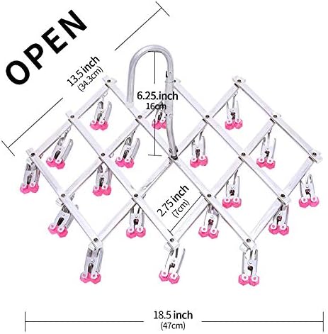 Drying Hanger,Hanging Drying Rack,Drip Hanger Stainless Steel with 18 Pegs for Laundry Underwear Socks Bra Panty,Quickly Remove Clothes from Hanger,Windproof,Folding Portable,Green
