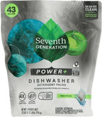 Seventh Generation Power Plus Dishwasher Detergent Packs Fresh Citrus scent for sparkling dishes Dishwasher tabs, 43 Count (1 pack)