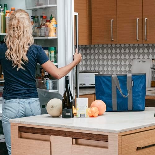 CleverMade EcoBasket 30L Collapsible Tote Basket – Reusable Grocery Tote That Stands Upright, Foldable Shopping Basket for Car Trunk Storage, Heavy Duty Utility Bag, 30 lb Capacity - Gray