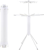 4-Legged Clothes Drying Rack Foldable,2 Tier Portable and Collapsible Space Saving Laundry Drying Rack with 4 Pulleys,Aluminum Dry Rack for Clothes