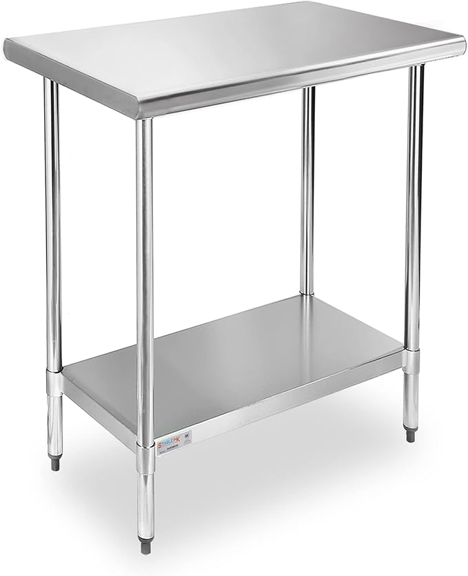 STABLEINK NSF Stainless Steel Table, 24 x 30 Inches Metal Prep & Work Table with Adjustable Undershelf, for Commercial Kitchen, Restaurant, Hotel and Garage