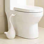 Swan Toilet Brush and Ceramic Holder Set,Cute Bathroom Decor, Non-Scratch Bristles, Space-Saving White Household Cleaning Tool for Bathtub