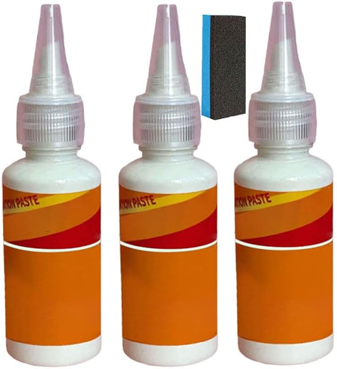 60ml Heavy Chrome Metal Polish Cream with Sponge,Multi-Purpose Stainless Steel Hardware Heavy Polish Renovation and Restoration Paste (3PCS)