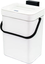 Kitchen Compost Bin Indoor for Counter Top,Hanging Small Trash Can with Lid,Food Waste Bin,Mountable Compost Busket 1.3 Gal/5 L Series,White