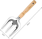 Metal Hand Cultivator Garden Tool with Wooden Handle，Manual Pitch Fork，Weed Digger Hand Tool (StyleC- 3 Pointed)