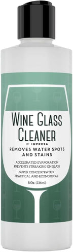 IMPRESA Concentrated Liquid Wine Glass Cleaner - 8 fl oz, Unscented - Streak-Free, Removes Water Spots, Stains & Cloudiness