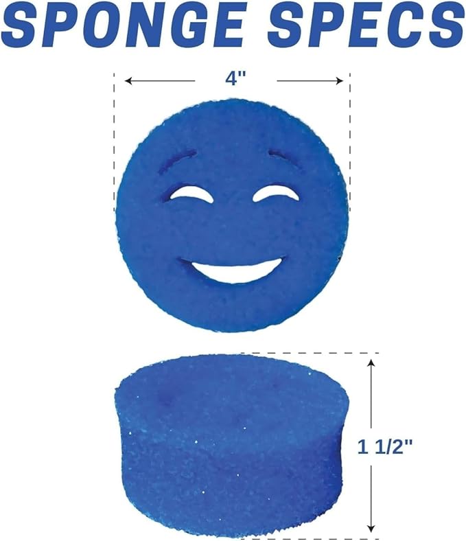 The Original Scrub Moji Scrubbing Sponge by Smilyeez (Set of 3) - Blue - Temperature-Responsive Polymer Foam, Stain and Odor Resistant, Ideal for Kitchen and Bathroom Cleaning