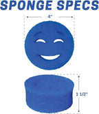 The Original Scrub Moji Scrubbing Sponge by Smilyeez (Set of 3) - Blue - Temperature-Responsive Polymer Foam, Stain and Odor Resistant, Ideal for Kitchen and Bathroom Cleaning