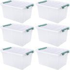 Xyskin 6-Pack 20 Quart Plastic Storage Boxes, Latching Storage Bin Box, Clear