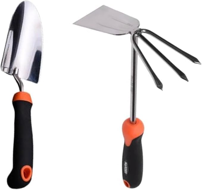Garden Tool Set – Stainless Steel Spade & Combination Hoe & Fork – Heavy-Duty, Rust-Resistant, Ergonomic TPR Grip – Ideal for Digging, Planting, and Weeding
