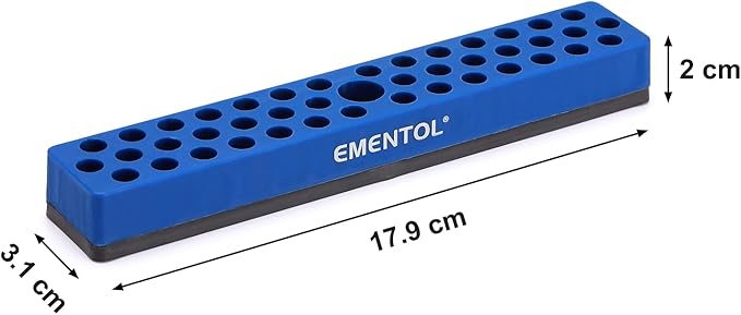EMENTOL 1/4" Magnetic Bits Holder - Blue, 43PCS Hole, Bit Organizer with Strong Magnetic, Magnetic Bits Organizer