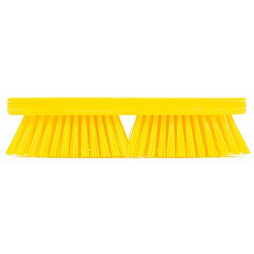 SPARTA Plastic Floor Scrub Brush, Brush Head Only, Deck Brush with ACME Standard Thread Fitting for Deck, Industrial Kitchens, and Hospitals, 10 Inches, Yellow, (Pack of 6)