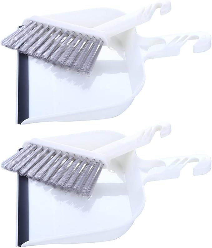 NOLITOY Mini Broom and Dustpan Set 2 Packs White Desktop Cleaning Supplies Table Sweeping Tools for Kitchen Home Office Tea Table Cleanup