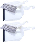 Tofficu Mini Kitchen Table Cleaning Brush and Dustpan Set, 2pcs White Handheld Brooms with Dustpans for Desktop Household Sweeping and Table Cleaning