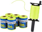 6 Roll Mason Line String Line - #18 Braided Nylon String - 500 Ft Length - Nylon with Reloadable Line Reel Twine for Gardening Or Masonry Tools - Perfect Construction String (Yellow)