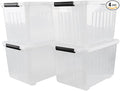50 Quart Clear Storage Container with Lids and Wheels, 4-Pack Clear Plastic Latching Bins