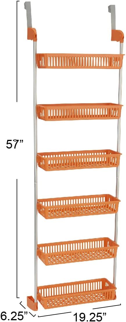 Household Essentials 6-Tier Basket Over-The-Door Organizer, Orange