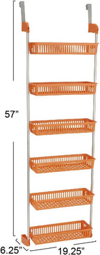 Household Essentials 6-Tier Basket Over-The-Door Organizer, Orange