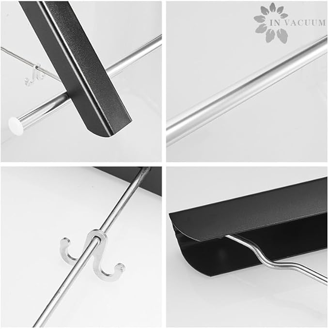 IN VACUUM Clothes Drying Rack, Laundry Racks for Drying Clothes, Wall Mounted Retractable Clothes Hanger for Laundry Room, Garage, Indoor & Outdoor Use, Aluminum (1 Racks, Black)