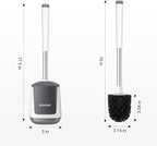 SetSail Toilet Brush and Holder, Self Closing Lid Toilet Bowl Brushes Holder and Extra Long Handle Ventilated Toilet Brush Set for Bathroom Cleaning, Nylon Bristles, White & Grey
