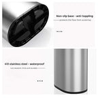 9L/2.4GAL Silver Bathroom Trash Can, Chrome Open Double Bin, Narrow Garbage Can for Bedroom, Hotel, Office, RV (Silver)