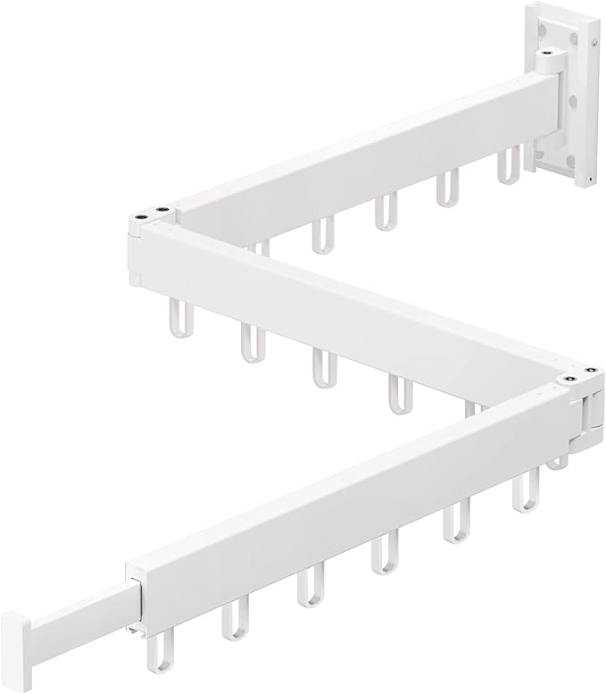 Clothes Drying Rack Wall Mounted,Drying Rack Clothing,Clothes Hanging Rack,Retractable,Collapsible(Tri-Fold), White Color(Ring)