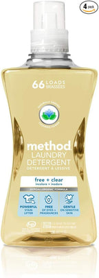 Method Concentrated Laundry Detergent, Free + Clear, 53.5 Fl Oz (Pack of 4), 66 Loads
