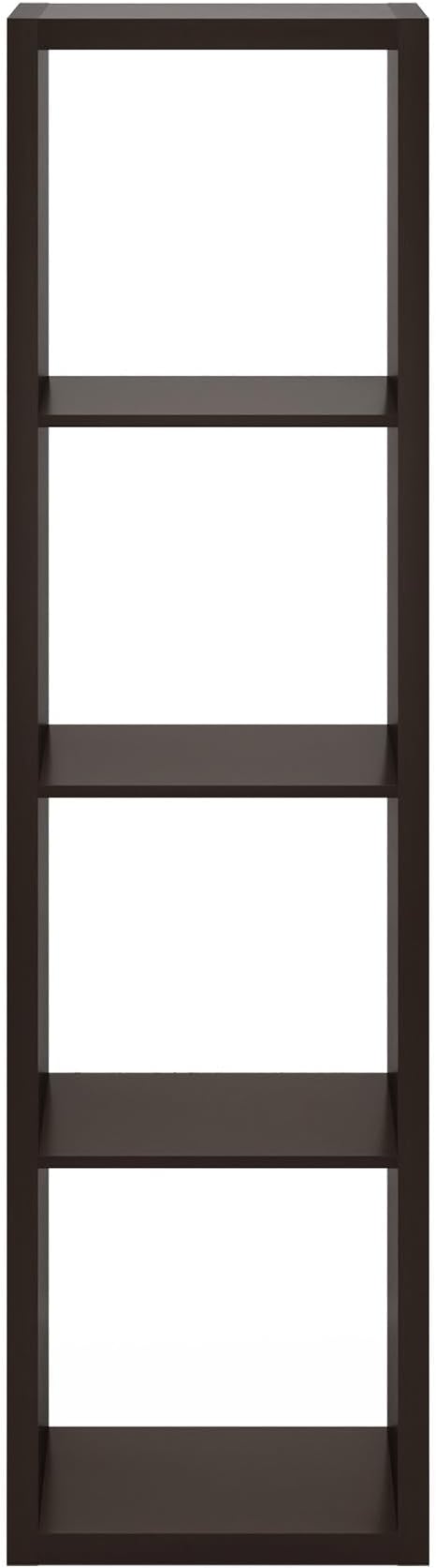 Furinno Cubicle Open Back Decorative Verticle Cube Storage Organizer, 4-Cube, Black Dark Oak
