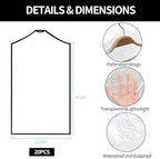 BEISHIDA 20PCS 47 Inch Plastic Garment Bag-Plastic Clear Dry Cleaner Laundry Bags for Clothes Cover Hanging Clothes Storage for Long Dresses Skirt Coat Suit Shirt Jacket