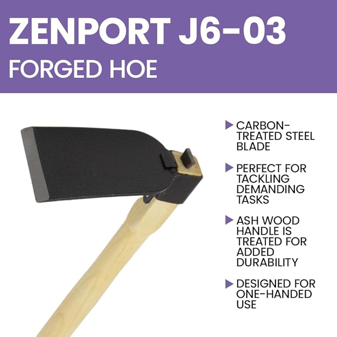 Zenport J6-03 Steel Hoe, 15-Inch Handle, 5 Inch Carbon Steel Blades, Beige - 3 Pack