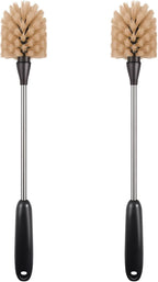 Stainless Steel Long Handle Water Bottle Brush, Flexible Scrubbing Brush for Cleaning Water Bottles, Baby Water Bottles, Glassware, Food Jars, Sports Jugs, Sobriety Jugs, 2 Pack, 15 in.