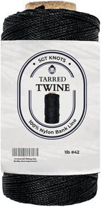 SGT KNOTS Tarred Twine - 100% Nylon Bank Line for Bushcraft, Netting, Gear Bundles, Construction, Lacing Twisted Cord, Weatherproof #42-1 lb