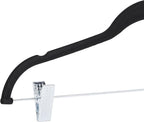 Amazon Basics Velvet Non-Slip Skirt Clothes Hangers with Clips, 360 Degree Rotatable Hook, Organize Pants and Skirts, Black/Silver, 24-Pack