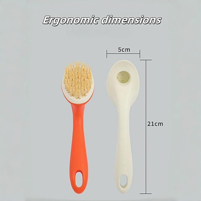 Dish Brush with Handle, Dish Scrubber Brush Set with Built-in Scraper Flush Hole Design Nylon Bristles Safe for Non-Stick & Coated Cookware,Kitchen Brushes for Dishes,Pots, Pans and Sinks (White)