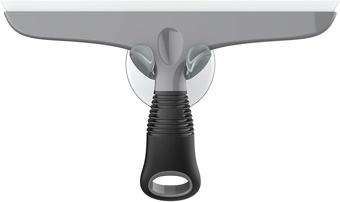 MR.SIGA Multi-Purpose Silicon Squeegee for Window, Glass, Shower Door, Car Windshield, Heavy Duty Window Scrubber, Includes Suction Hook, 10 inch, Gray & Black, 1 Pack