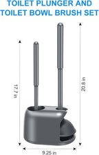 SetSail Toilet Brush and Plunger Set, 3 Pack Toilet Plungers for Bathroom with Holder Heavy Duty Toilet Bowl Brush and Holder Hidden for Deeply Cleaning - Gray