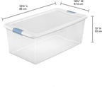Sterilite 12-Pack Latching Box, Under Bed Storage Bins with Lids, Clear Plastic, 106 Quart - Heavy-Duty Organizing Containers for Closet, Bathroom, and Office