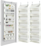 HOMELUX THEORY UPGRADED Over The Door Organizer Hanging - 100D EXTRA THICK & 50lbs HUGE CAPACITY 6 Large Front & 12 Side Pockets, Over The Door Shoe Organizer, Hanging Closet Organizer (Ivory, 2pc)
